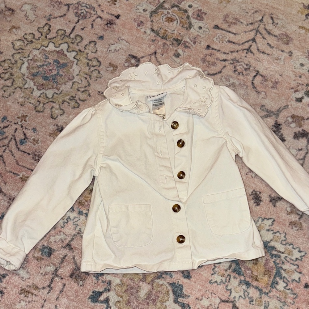 Nicole Miller Kids White Jacket with Ruffle Collar